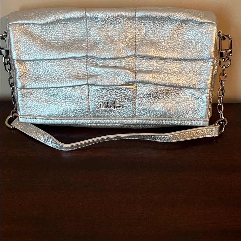 Cole Haan Silver Clutch with Chain Strap